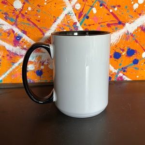 *single sided* 15oz black handle mug ready to customize